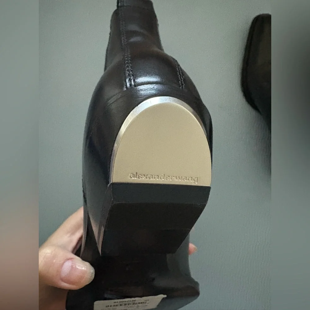 New Alexander Wang black slick 40 cowboy ankle boots in leather Sz36 MSRP:$650 - Picture 10 of 12